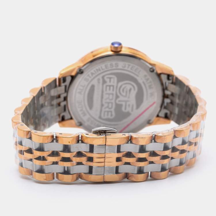 Pre Owned GF Ferre Silver Two Tone Stainless Steel GFRG74391.1B.2 Unisex Wristwatch 40 mm 