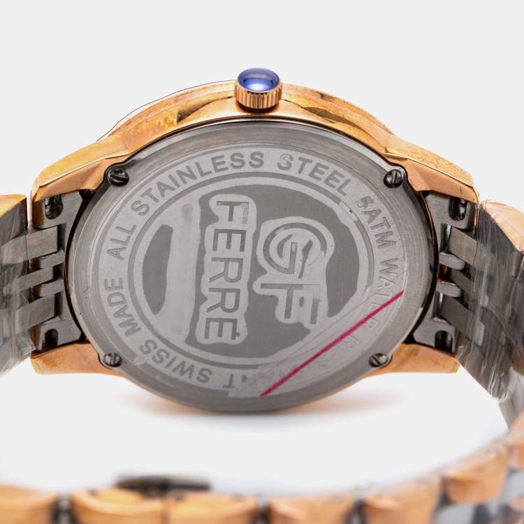 Pre Owned GF Ferre Silver Two Tone Stainless Steel GFRG74391.1B.2 Unisex Wristwatch 40 mm 