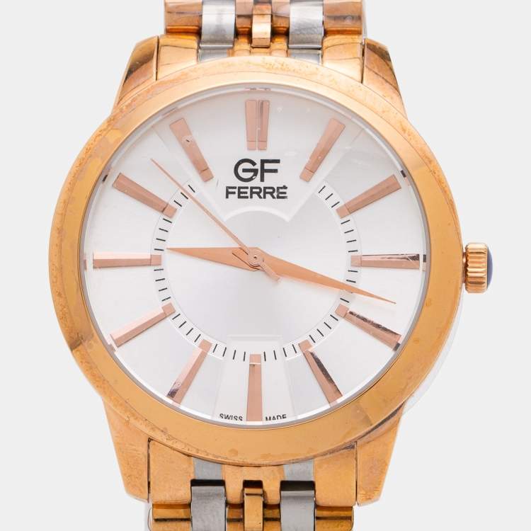 Pre Owned GF Ferre Silver Two Tone Stainless Steel GFRG74391.1B.2 Unisex Wristwatch 40 mm 