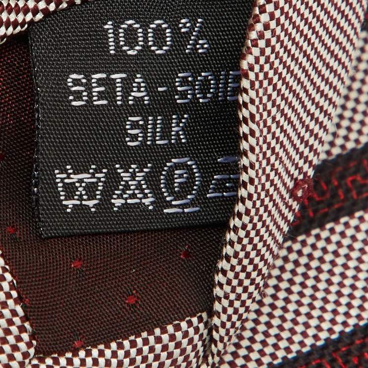 Pre Owned Gianni Versace Vintage Red Printed Silk Traditional Tie
