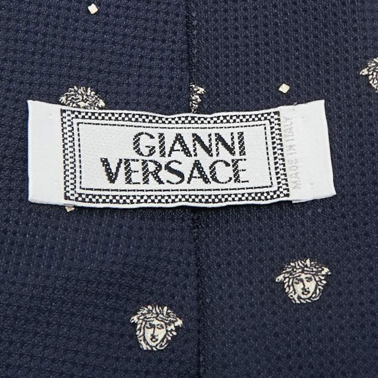 Pre Owned Gianni Versace Vintage Medusa Motif Silk Traditional Tie