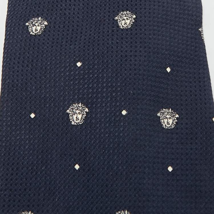 Pre Owned Gianni Versace Vintage Medusa Motif Silk Traditional Tie