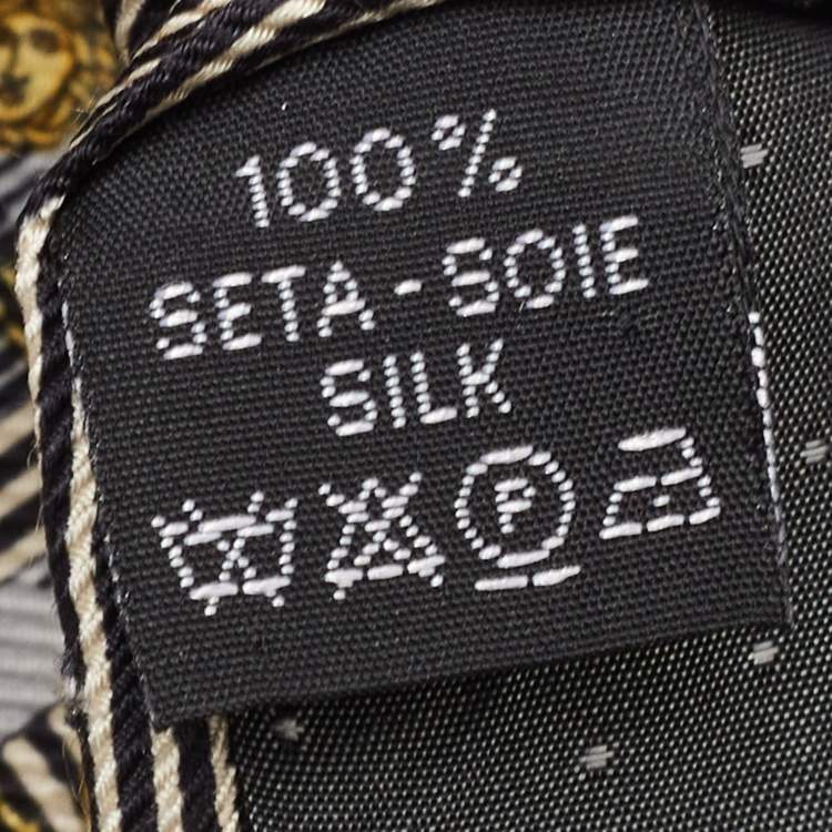 Pre Owned Gianni Versace Vintage Yellow Geometric Pattern Silk Jacquard Tie