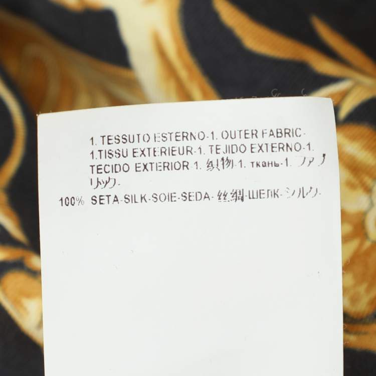Pre Owned Gianni Versace Black/Gold Silk Barocco Print Long Sleeve Shirt XL