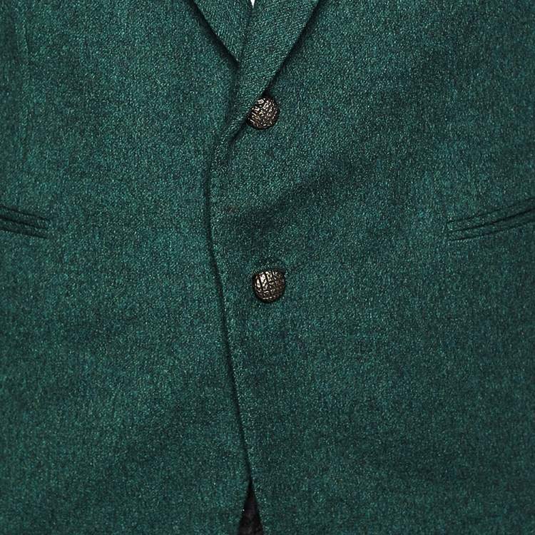 Pre Owned Gianni Versace Green Wool & Cashmere Button Front Blazer XXL