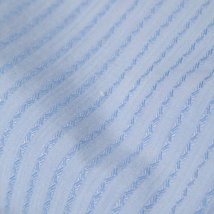 Pre Owned Gianni Versace Blue Striped Cotton Button Down Shirt 2XL