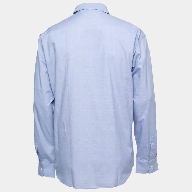 Pre Owned Gianni Versace Blue Plaided Cotton Full Sleeve Shirt L