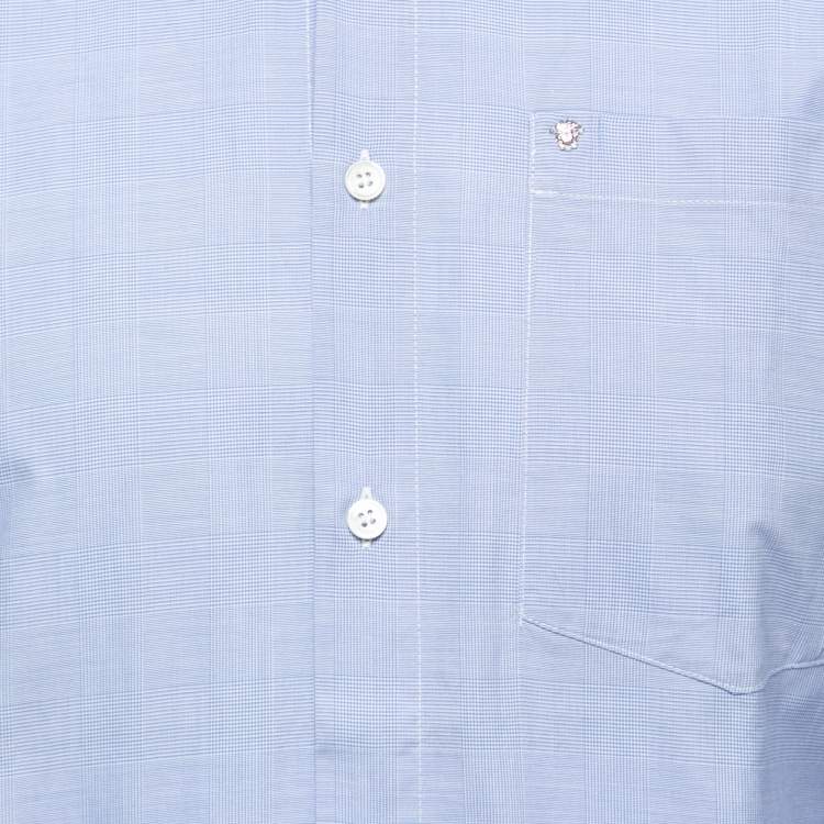 Pre Owned Gianni Versace Blue Plaided Cotton Full Sleeve Shirt L