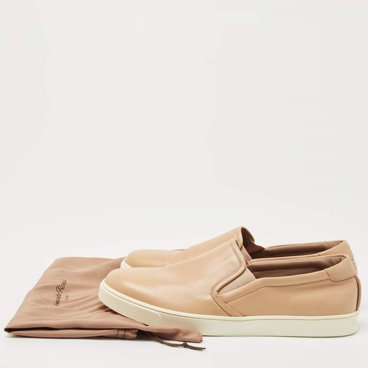 Pre Owned Gianvito Rossi Beige Leather Slip On Sneakers Size 41