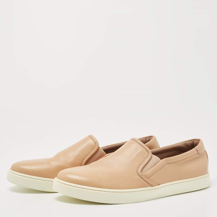 Pre Owned Gianvito Rossi Beige Leather Slip On Sneakers Size 41