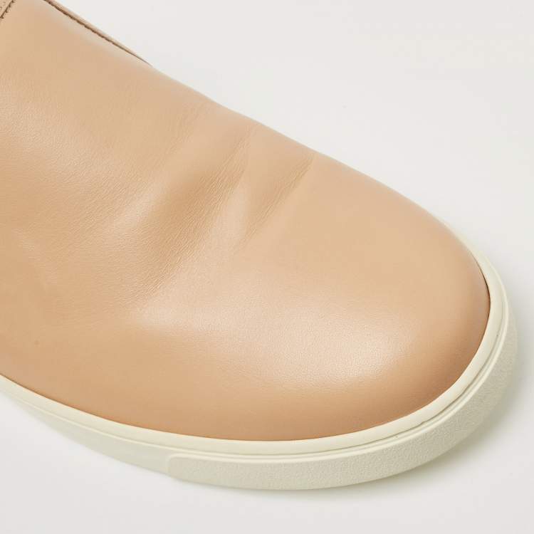 Pre Owned Gianvito Rossi Beige Leather Slip On Sneakers Size 41