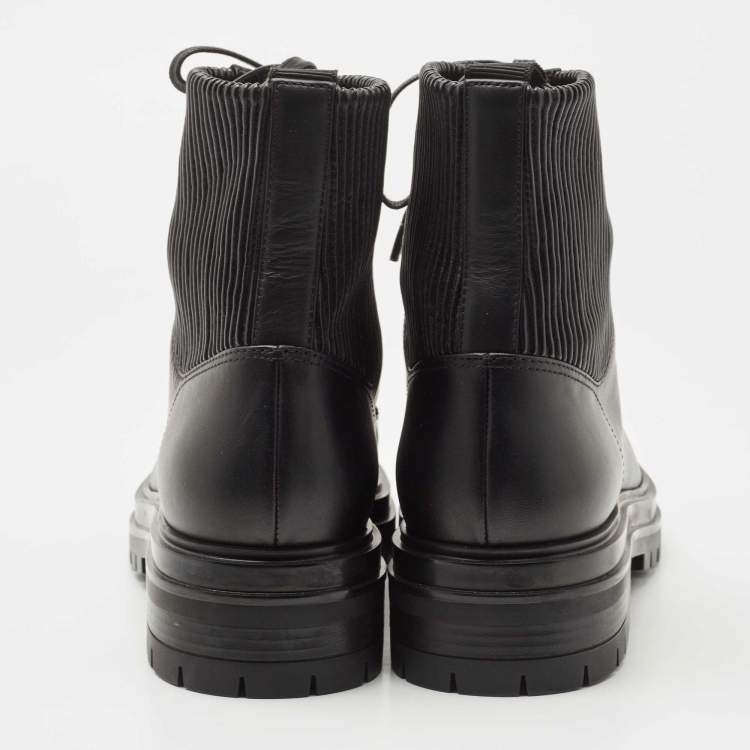 Pre Owned Gianvito Rossi Black Leather and Fabric Martis Ankle Boots Size 41