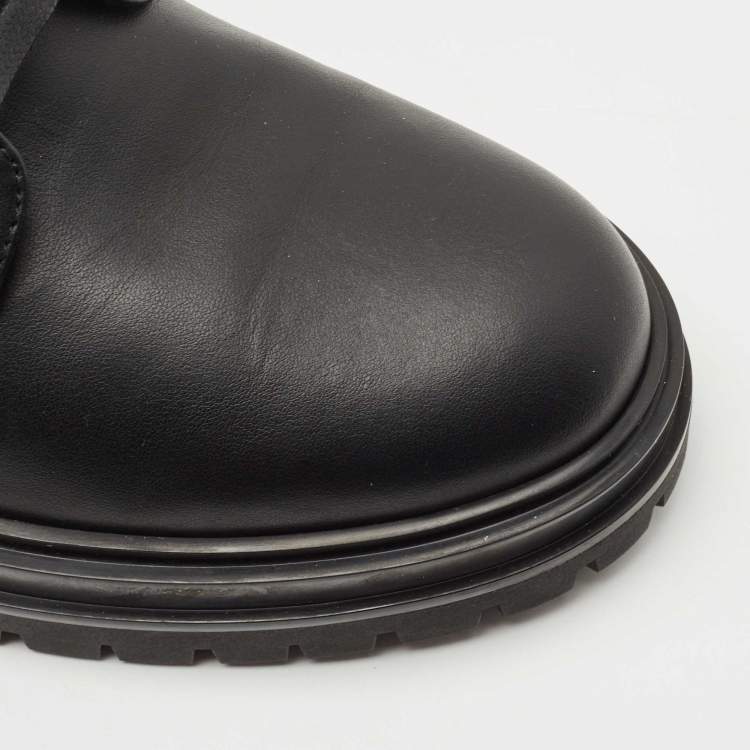 Pre Owned Gianvito Rossi Black Leather and Fabric Martis Ankle Boots Size 41
