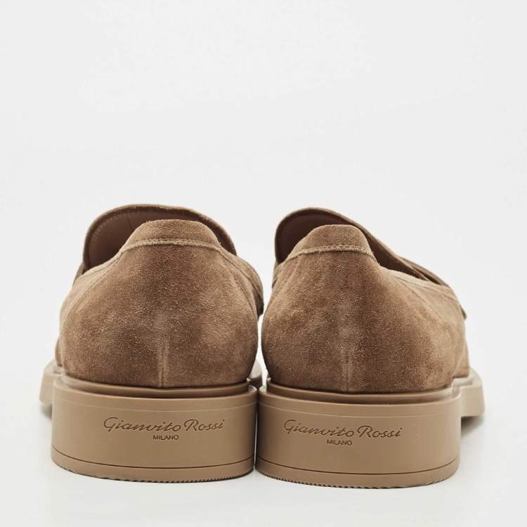 Pre Owned Gianvito Rossi Brown Suede Penny Slip On Loafers Size 46