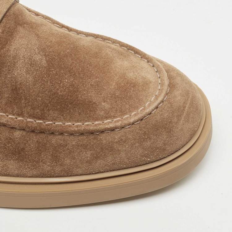 Pre Owned Gianvito Rossi Brown Suede Penny Slip On Loafers Size 46