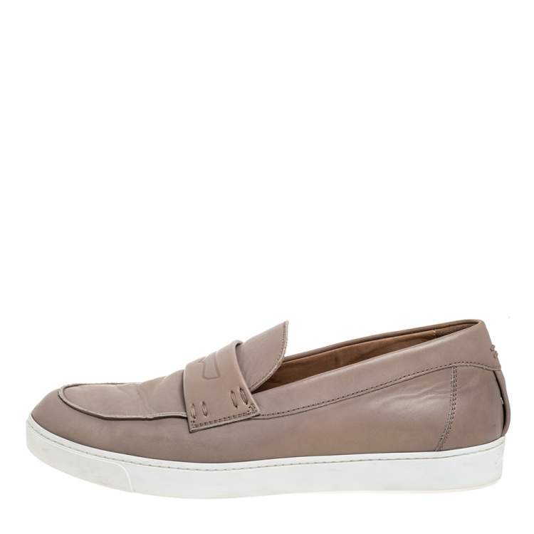 Pre Owned Gianvito Rossi Beige Leather Penny Slip On Loafers Size 44