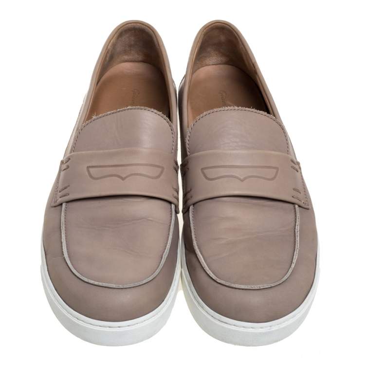 Pre Owned Gianvito Rossi Beige Leather Penny Slip On Loafers Size 44