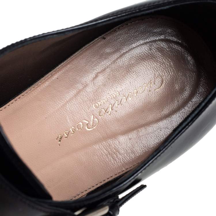 Pre Owned Gianvito Rossi Black Leather Monk Strap Derby Size 40.5