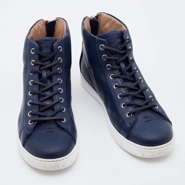 Pre Owned Gianvito Rossi Blue Leather High Top Sneakers Size 44