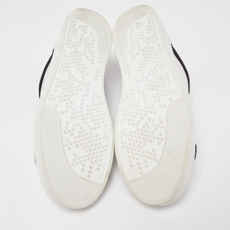 Pre Owned Gianvito Rossi White/Black Leather and Suede Low Top Sneakers Size 43