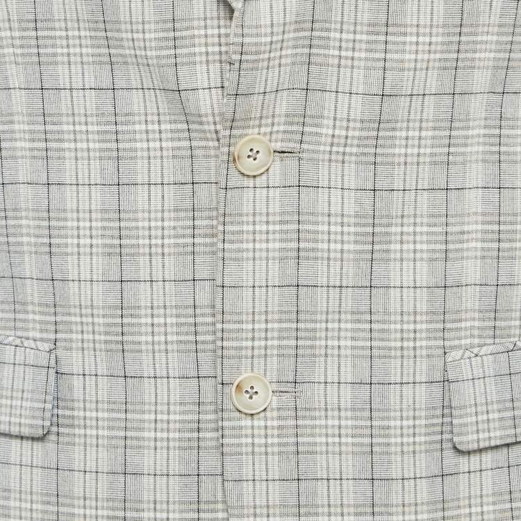 Pre Owned Gio Ferrari Grey Checkered  Wool Blend Blazer S