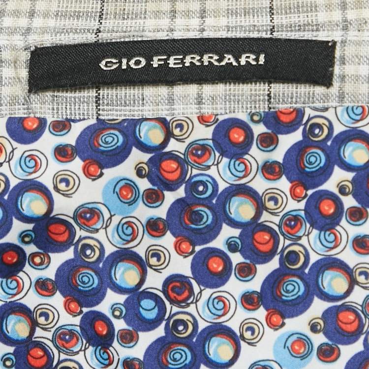 Pre Owned Gio Ferrari Grey Checkered  Wool Blend Blazer S