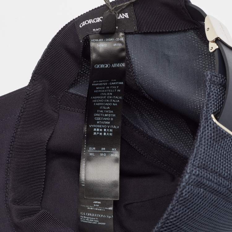 Pre Owned Giorgio Armani Navy Blue Embroidered Cotton Baseball Cap M/L