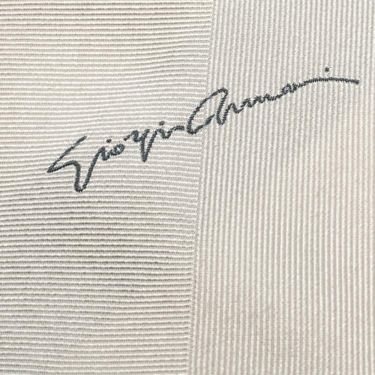 Pre Owned Giorgio Armani Pale Grey Textured Silk Narrow Tie