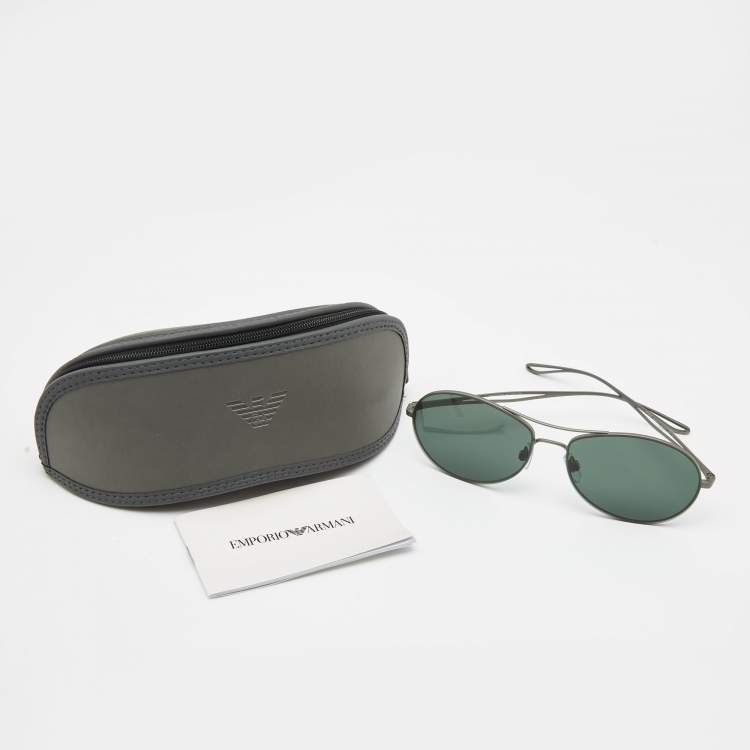 Pre Owned Giorgio Armani Black/Grey AR6099 Round Sunglasses