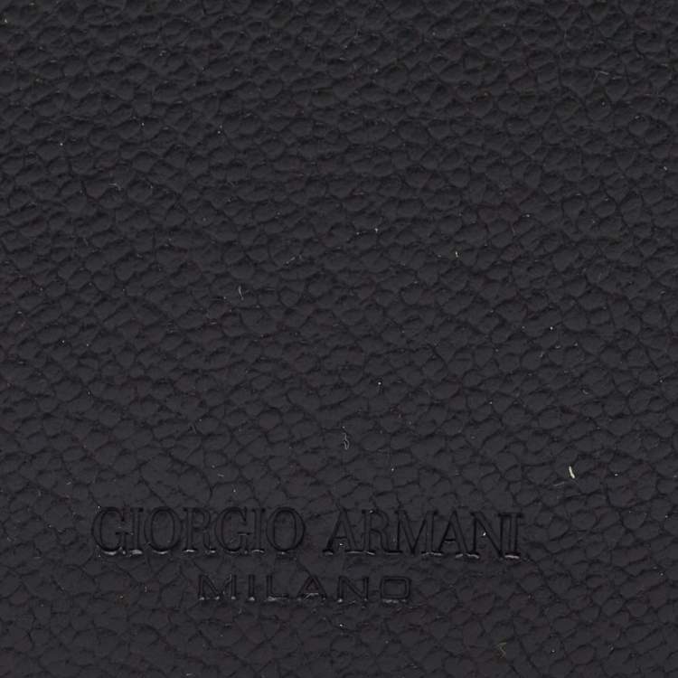 Pre Owned Giorgio Armani Black Leather Passport Holder