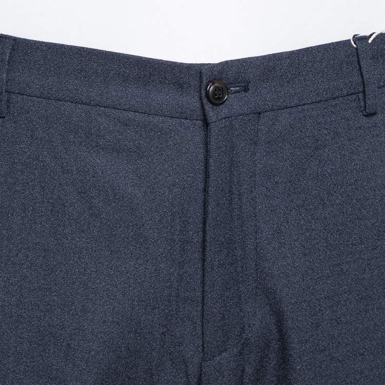 Pre Owned Giorgio Armani Navy Blue Speckled Wool & Silk Classic Trousers 4XL 