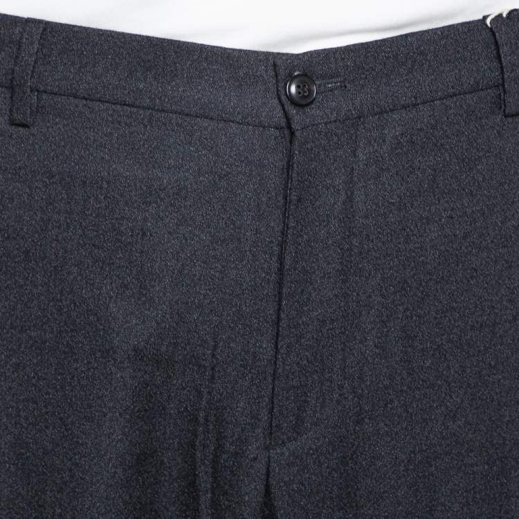 Pre Owned Giorgio Armani Black Speckled Wool & Silk Classic Trousers 4XL 