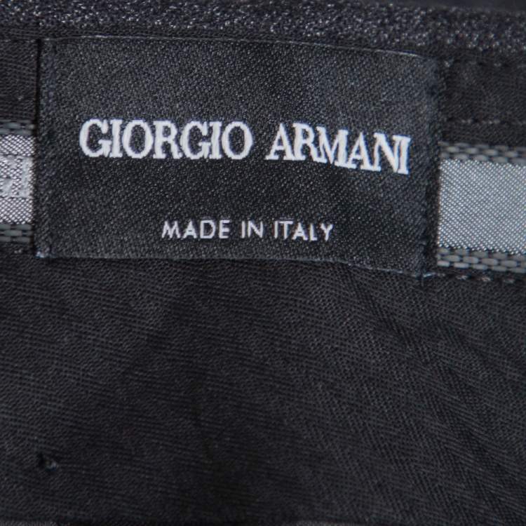 Pre Owned Giorgio Armani Black Speckled Wool & Silk Classic Trousers 4XL 