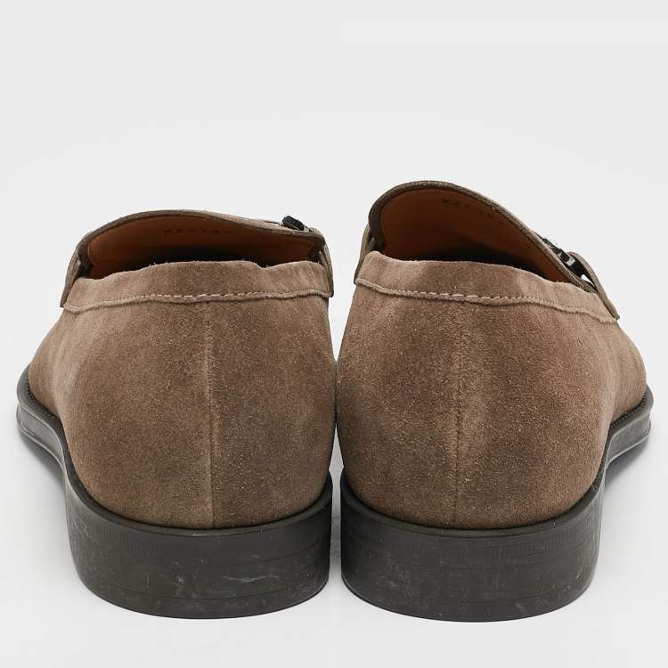 Pre Owned Giorgio Armani Brown Suede Slip On Loafers Size 43