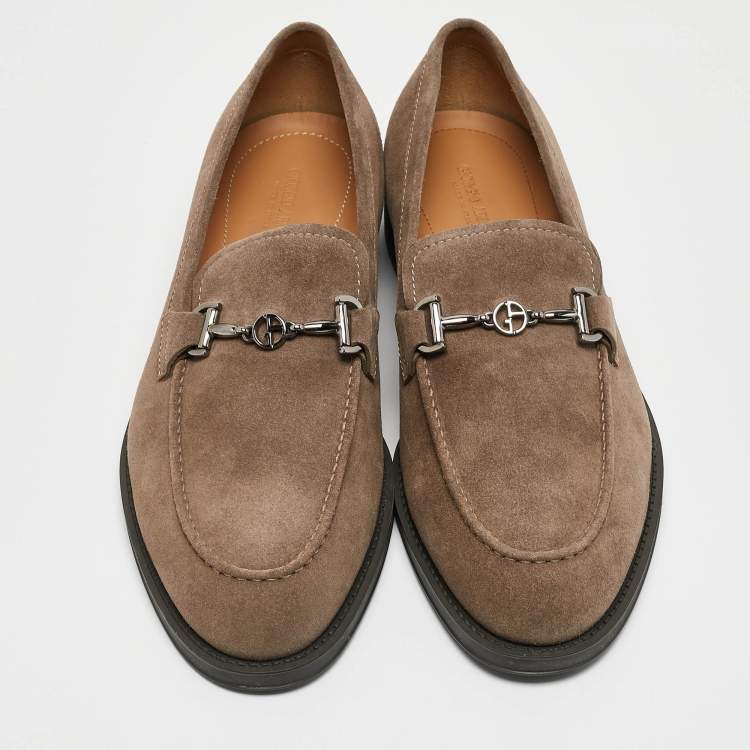 Pre Owned Giorgio Armani Brown Suede Slip On Loafers Size 43