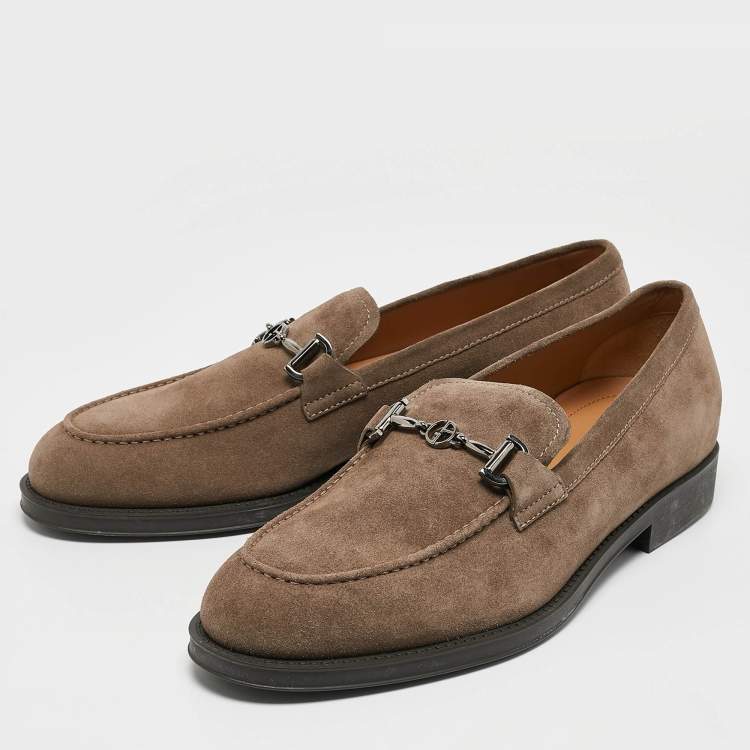 Pre Owned Giorgio Armani Brown Suede Slip On Loafers Size 43