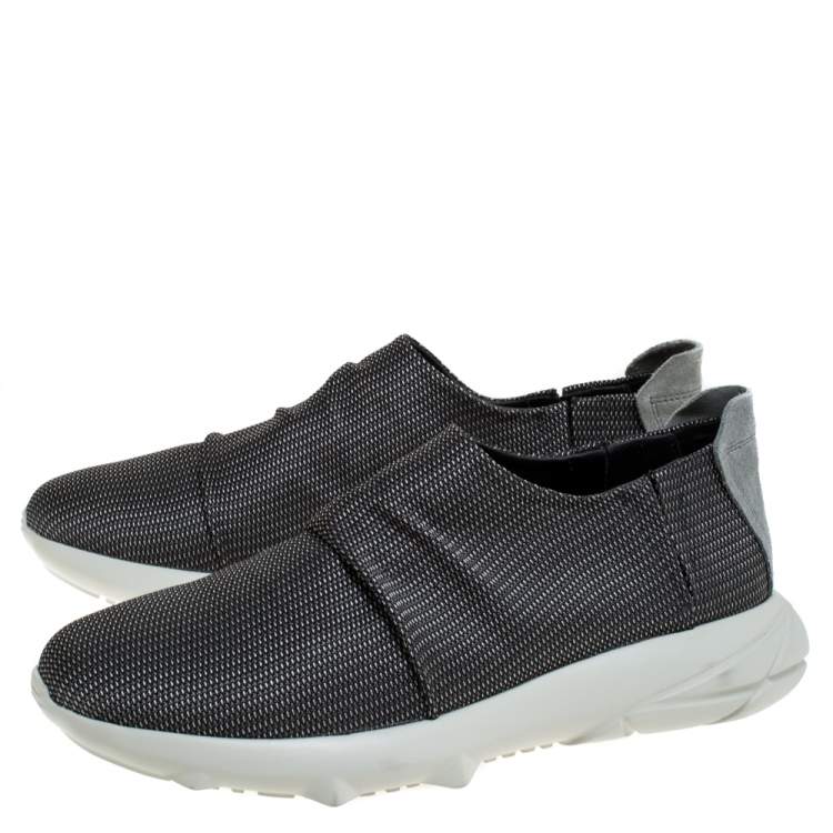 Pre Owned Giorgio Armani Grey Fabric and Suede Low Top Sneakers Size 41