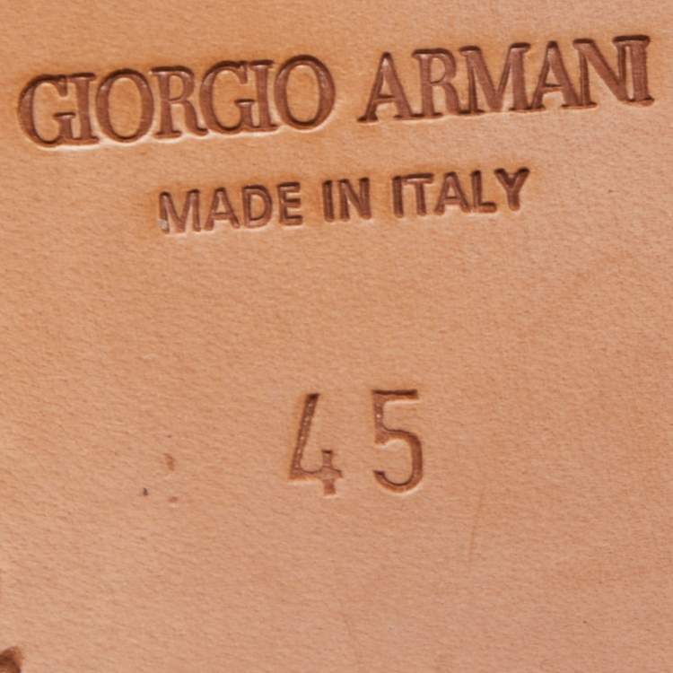 Pre Owned Giorgio Armani Dark Brown Leather Fringe Loafers Size 45