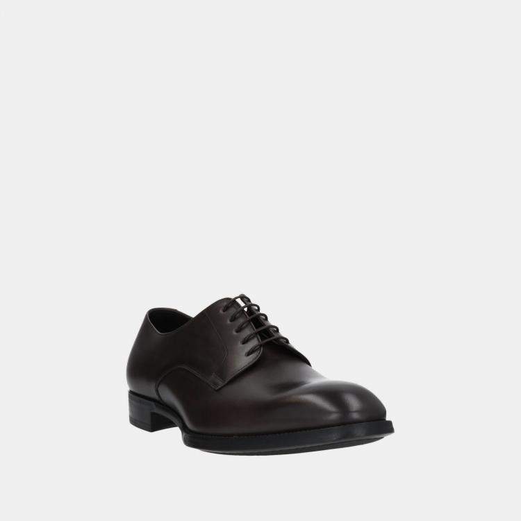 Pre Owned Giorgio Armani Brown Leather Lace Up Derby 41