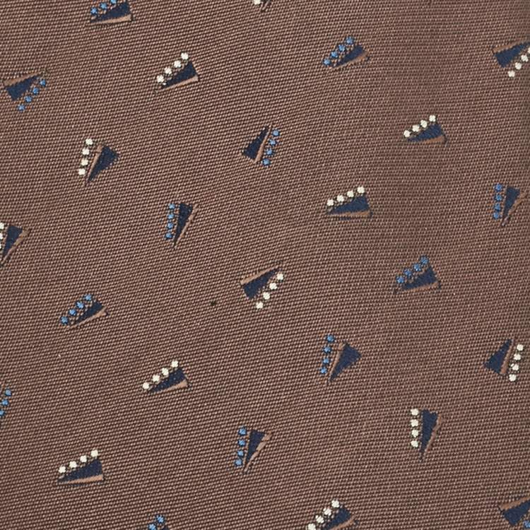 Pre Owned Giorgio Armani Brown Patterned Silk Traditional Tie