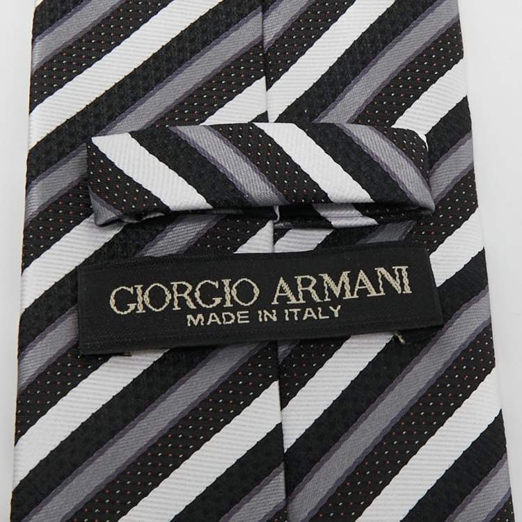 Pre Owned Giorgio Armani Multicolor Diagonal Striped Silk Tie 