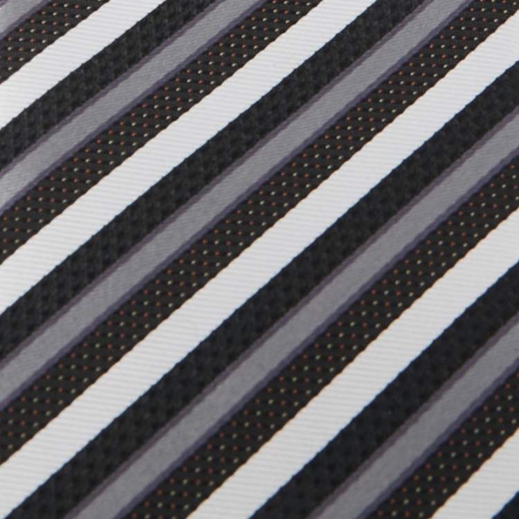 Pre Owned Giorgio Armani Multicolor Diagonal Striped Silk Tie 