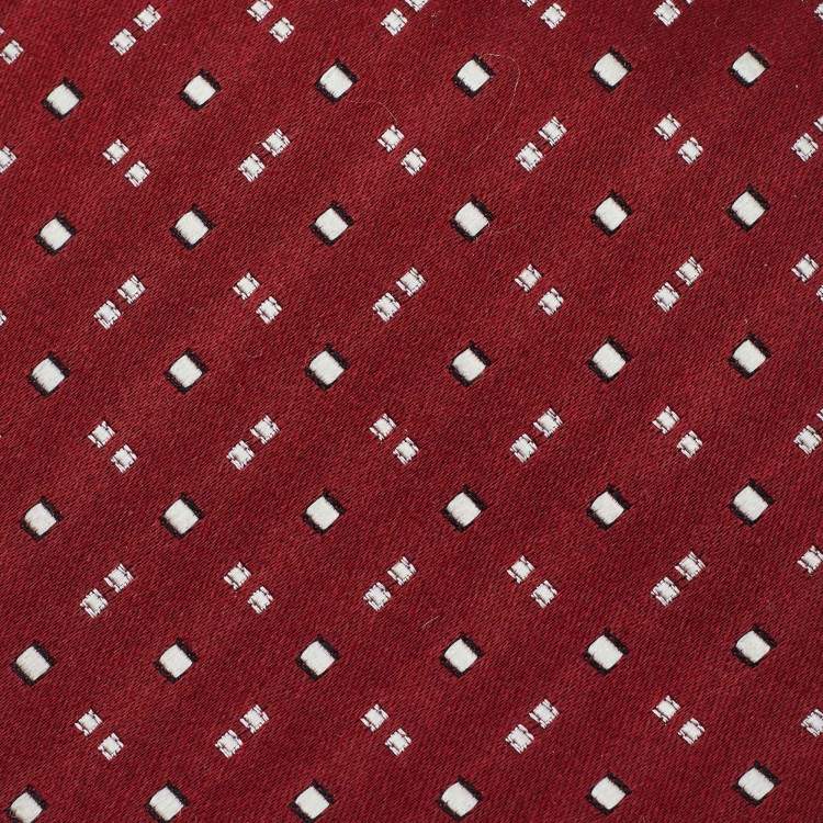 Pre Owned Giorgio Armani Burgundy Patterned Satin Silk Tie 