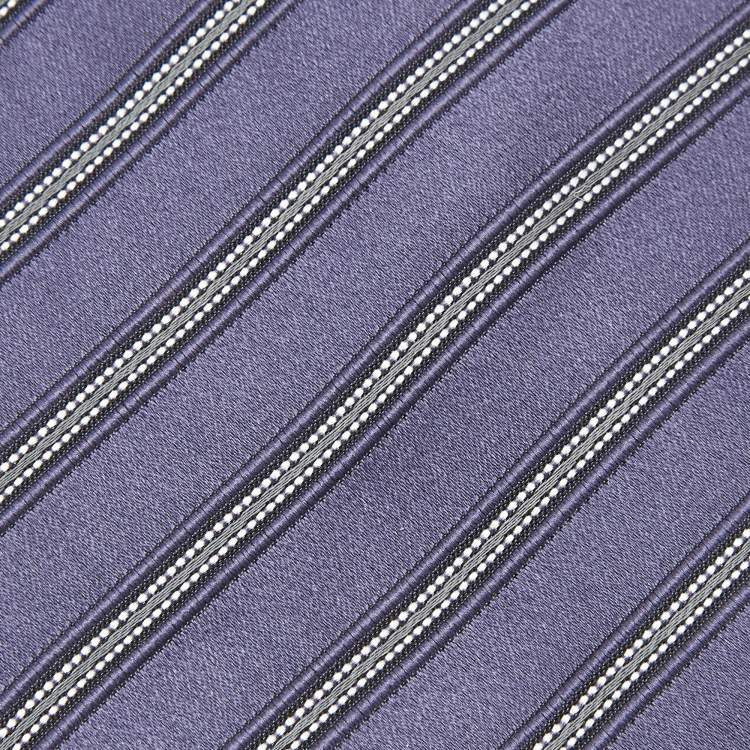 Pre Owned Giorgio Armani Purple Diagonal Striped Silk Tie 