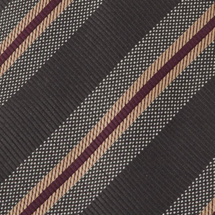 Pre Owned Giorgio Armani Multicolor Striped Silk jacquard Traditional Tie