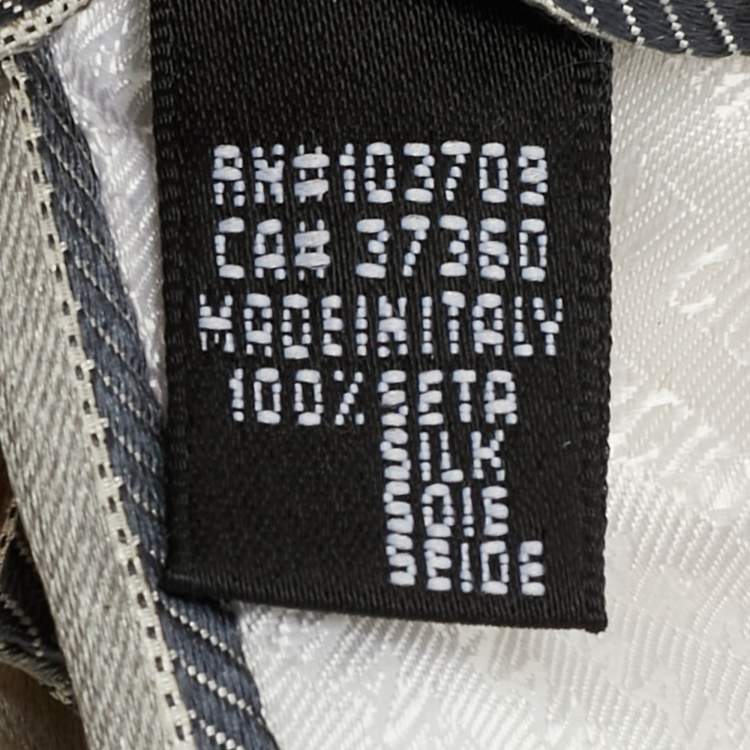 Pre Owned Giorgio Armani Cream Diagonal Striped Silk Tie