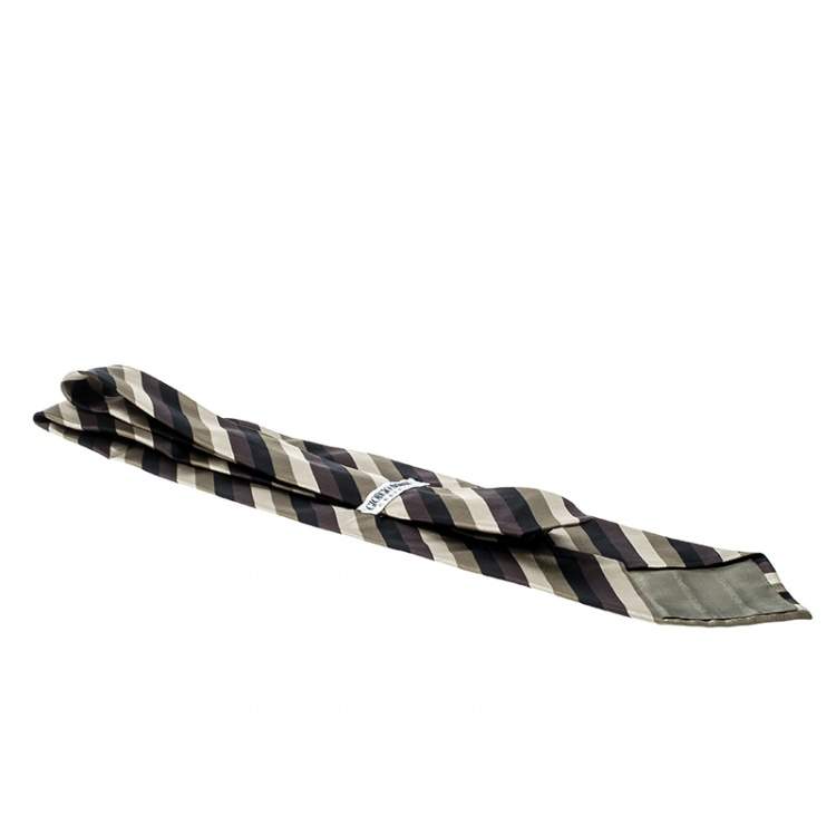Pre Owned Giorgio Armani Cravatte Diagonal Striped Traditional Silk Tie