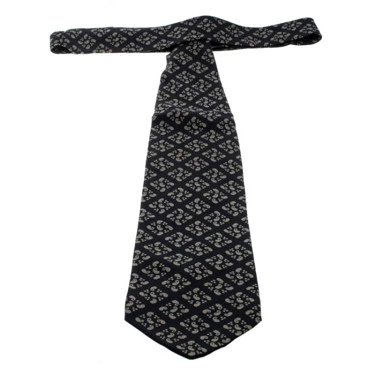Pre Owned Giorgio Armani Cravatte Black Paisley Printed Silk Traditional Tie