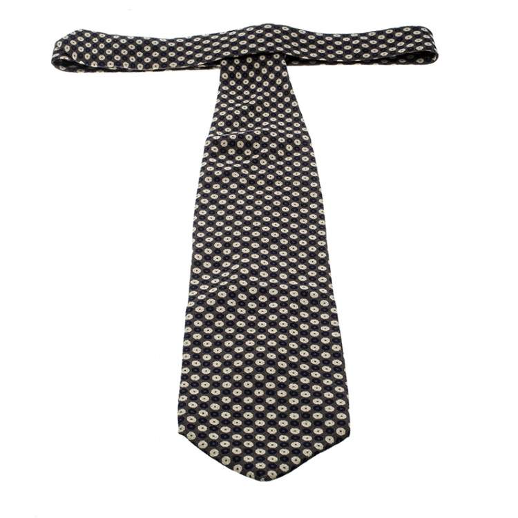 Pre Owned Giorgio Armani Brown Dotted Silk Traditional Tie