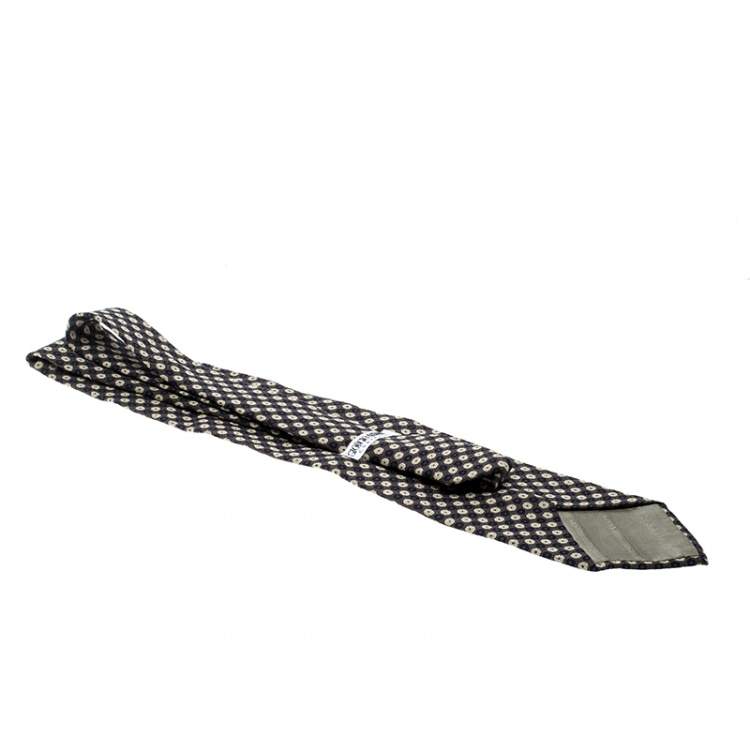 Pre Owned Giorgio Armani Brown Dotted Silk Traditional Tie